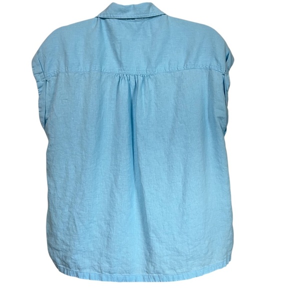 Orvis Linen & Rayon Blend Sleeveless Button Down Top Blue Size Small - Picture 2 of 6